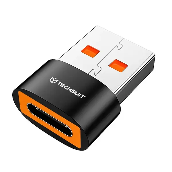 Techsuit Premium OTG adaptér HyperPort (A4) USB-C - USB, 120W, černooranžový