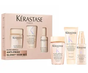 Dárková sada pro hydrataci a lesk vlasů se sklonem ke krepatění Kérastase Gloss Absolu Anti-frizz Glossy Hair Set + dárek zdarma