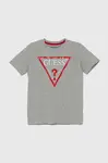 Dětské bavlněné tričko Guess šedá barva, s potiskem, L73I55 K8HM0