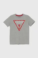 Dětské bavlněné tričko Guess šedá barva, s potiskem, L73I55 K8HM0