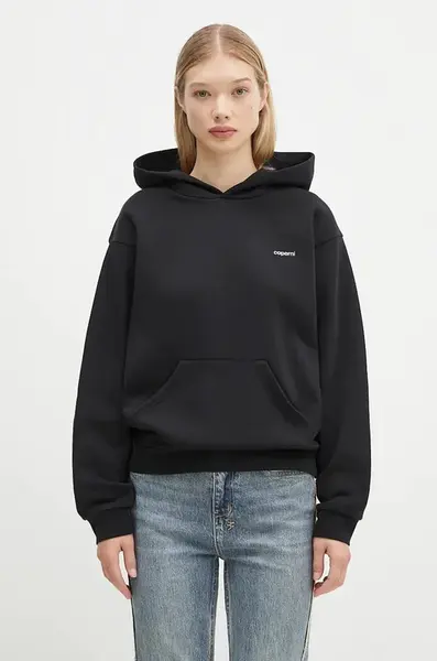 Mikina Coperni Logo Hoodie dámská, černá barva, s kapucí, s potiskem, COPJS15523