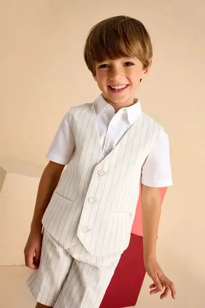 Dětská vesta s příměsí lnu Mayoral béžová barva, 3369