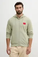 Bavlněná mikina HUGO Daple212 pánská, černá barva, s kapucí, melanžová, 50447972