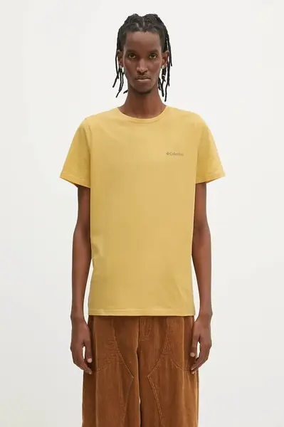 Bavlněné tričko Columbia Rapid Ridge Back Graphic pánské, žlutá barva, s potiskem, 1934824