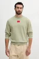 Bavlněná mikina HUGO Diragol212 pánská, zelená barva, s aplikací, 50447964