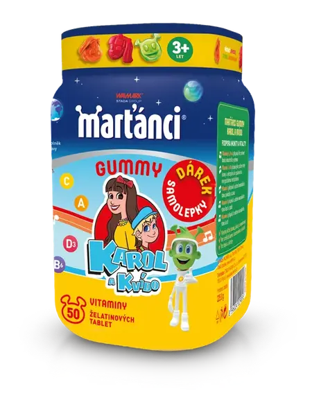 Marťánci Gummy Karol a Kvído se SAMOLEPKAMI 50 želatinových tablet