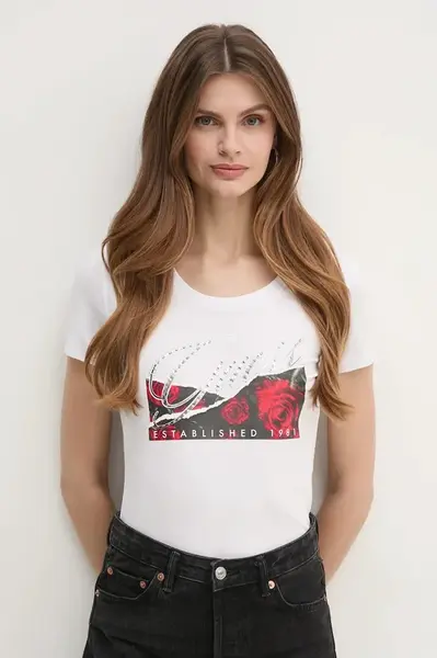 Tričko Guess bílá barva, W5RI03 J1314