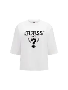 GUESS Tričko 'AURELIE'  čierna / biela