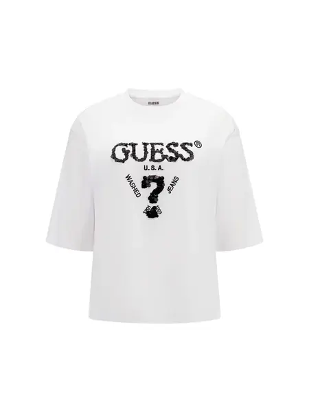 GUESS Tričko 'AURELIE'  čierna / biela