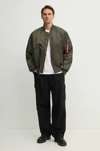 Oboustranná bomber bunda Alpha Industries Ma-1 Reversible pánská, zelená barva, přechodná, 100101.04-green