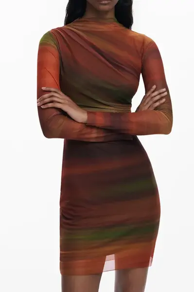 Krátke dámske šaty Desigual oranžové