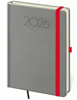 Denní diář 2026 A5 New Praga tmavě šedý s gumičkou