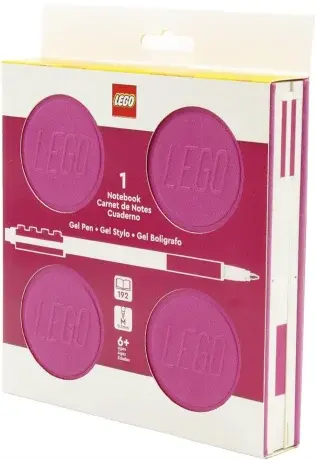LEGO Zápisník s gelovým perem jako klipem a náhradní náplní - fialový