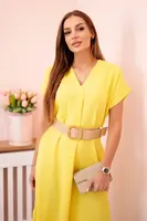 Kesi Włoski Šaty s ozdobným páskem žlutý