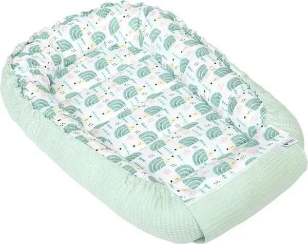 Medi Partners Baby cocoon/nest – Waffle – Hedgehogs + mint Waffle