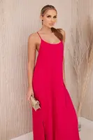 Kesi Włoski Dlouhé šaty bez ramínek fuchsie