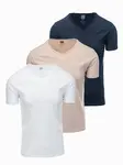 Ombre BASIC men's cotton V-neck T-shirt set - white/sand/green