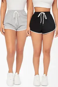 80189 Dewberry 2-Piece Set Women Mini Shorts-GREY-BLACK