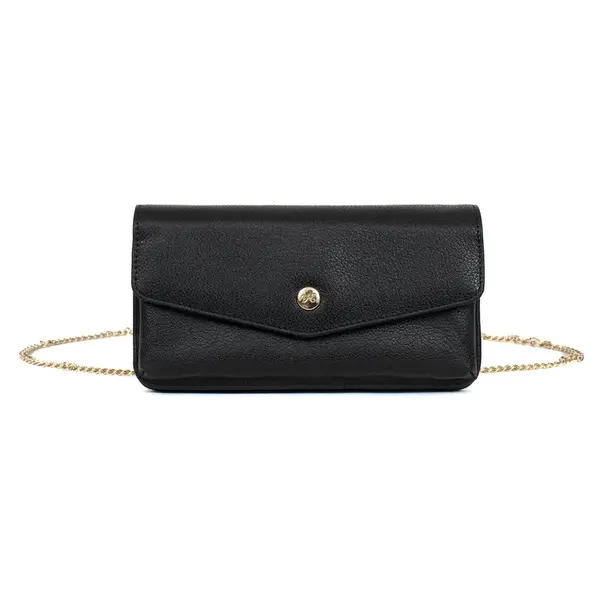 Dámska kožená kabelka na mobil a doklady Hexagona Flér - čierna