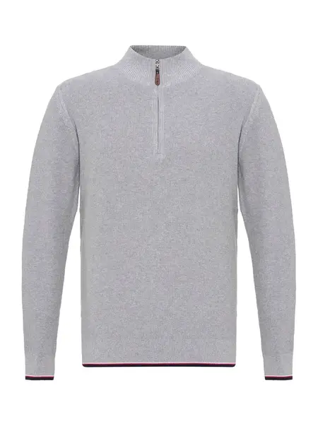 Jacey Quinn Sveter  sivá melírovaná / červená / čierna