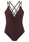 JETTE Jednodielne plavky  tmavohnedá