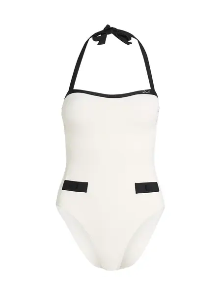 Karl Lagerfeld Jednodielne plavky  čierna / biela