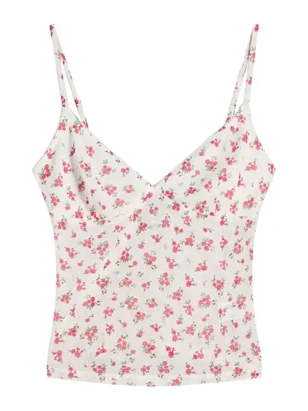 Bershka Top  krémová / žltohnedá / limetová / jasne červená