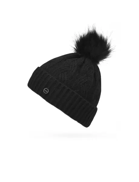 Černá pletená čepice Sheron s bambulí