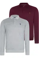 DVOJITÁ SADA V4007 DEWBERRY PÁNSKÁ MIKINA - ŠEDÁ - FIALOVÁ