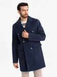 Ombre Men's double-breasted coat with decorative buttons - indigo