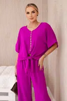 Dámský set halenka+ kalhoty - purpurová