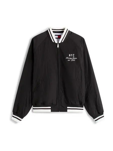 Tommy Jeans Prechodná bunda  čierna / biela