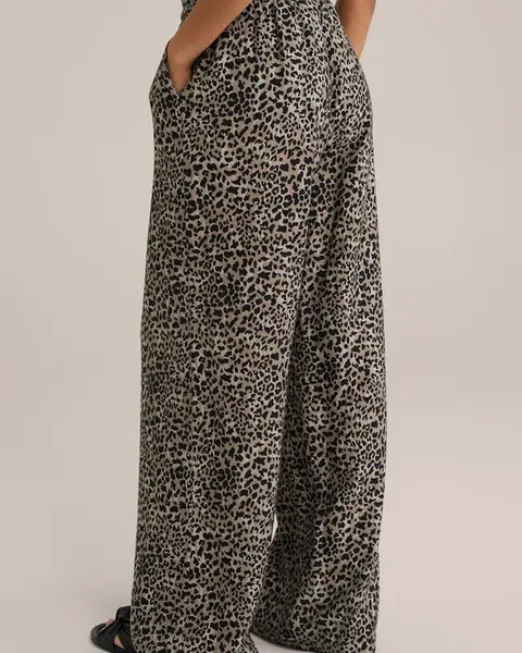 WE Fashion Nohavice  hnedá melírovaná / čierna