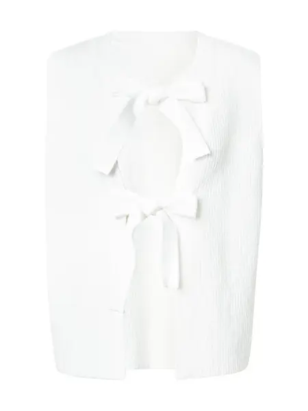 PIECES Pletená vesta  biela