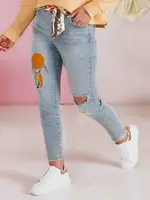 Spodnie damskie jeansowe slim fit z paskiem GIRLHOOD niebieskie Dstreet