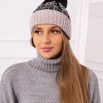 Kesi Dámská čepice s bambulí Abigail K326 black+beige