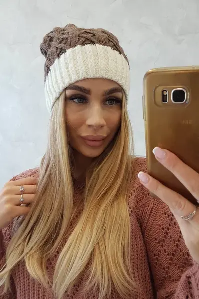 Kesi Fleecová čepice Bibiana K264 ecru+mocca