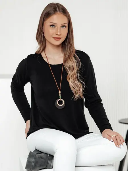 Bluzka damska one size LUCERIA z wisiorkiem czarna Dstreet