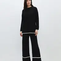 LC Waikiki LCW Elastic Waist Plain Wide Leg Women's Knitwear Trousers