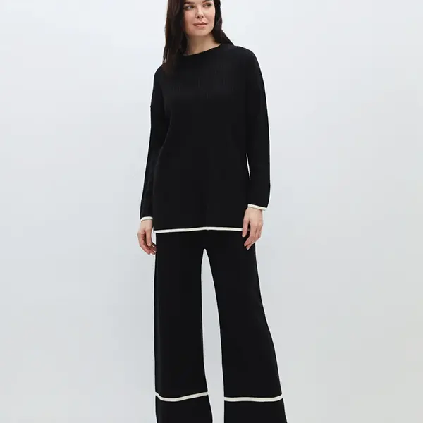 LC Waikiki LCW Elastic Waist Plain Wide Leg Women's Knitwear Trousers