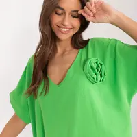 Světle zelená oversize halenka s květinou