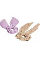 Scrunchies s mašlí XXL 2-balení světle lila/béžová