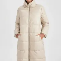 DEFACTO Waterproof Relax Fit Stand Collar Faux Leather Jacket Parka