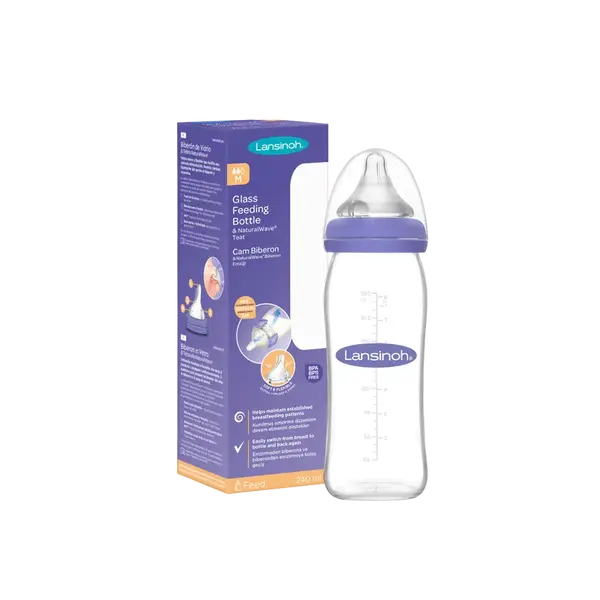 LANSINOH Lahev skleněná kojenecká s NaturalWave® savičkou M 240 ml
