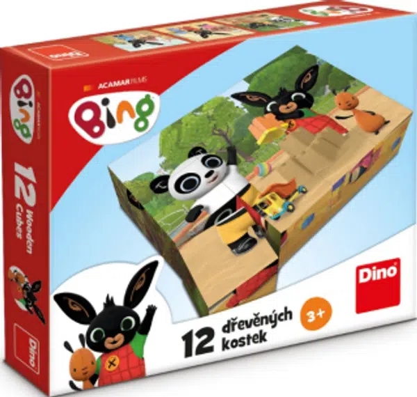 Dřevěné licenční kostky Bing – 12 kostek