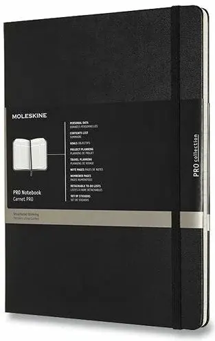 Zápisník Moleskine Professional - tvrdé desky, XL - černý