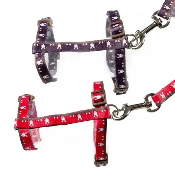 DUVO+ Postroj s vodítkom pre hlodavce 25-45cm/10mm - 120cm/10mm s motívom ”zajačik” 1ks