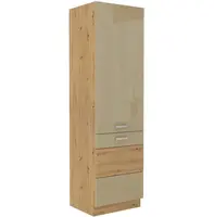 Vysoká potravinová skříňka Artisan 60 DK-210 2F Barva korpusu: Dub artisan, Barva dvířek: Cappucino lesk