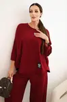 Kesi Włoski Komplet bavlněný mikina + kalhoty tmavě bordó