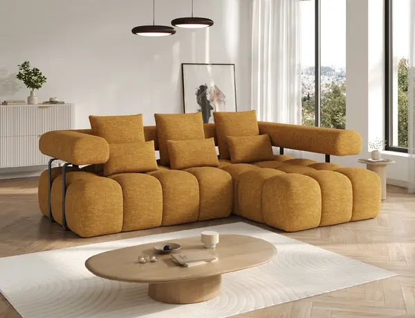 Sedací souprava Levvi Provedení: Pravá varianta, látka: Manhattan 45